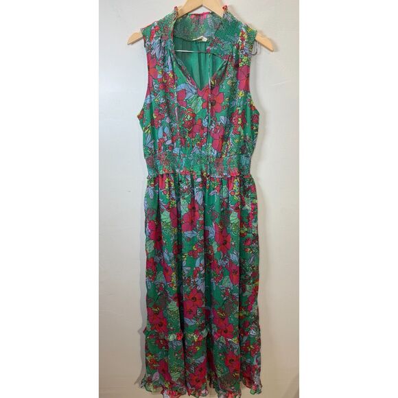 Roller Rabbit Women's Size Medium Hole Ashbury Floral Frida Maxi Dress - Picture 4 of 10